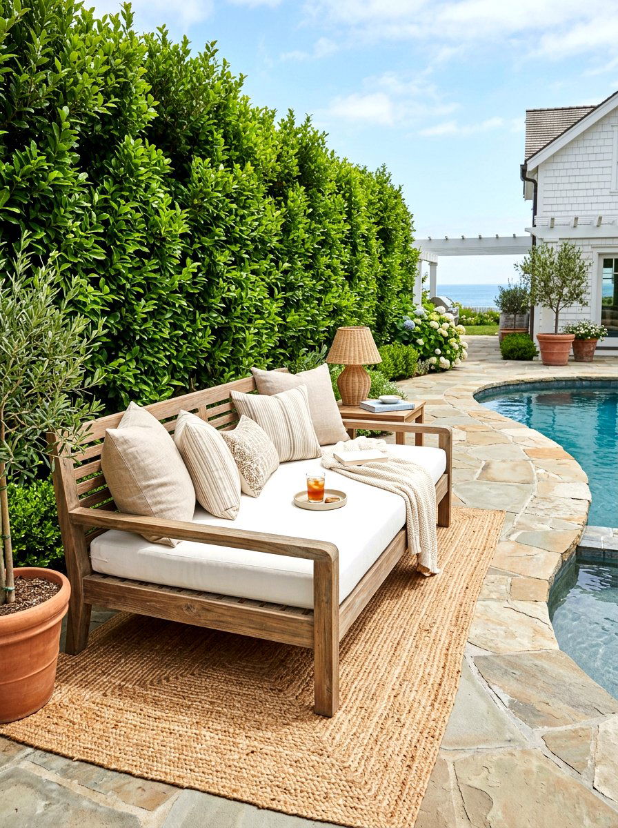 Teak Outdoor Daybed - 30 poolside daybed ideas