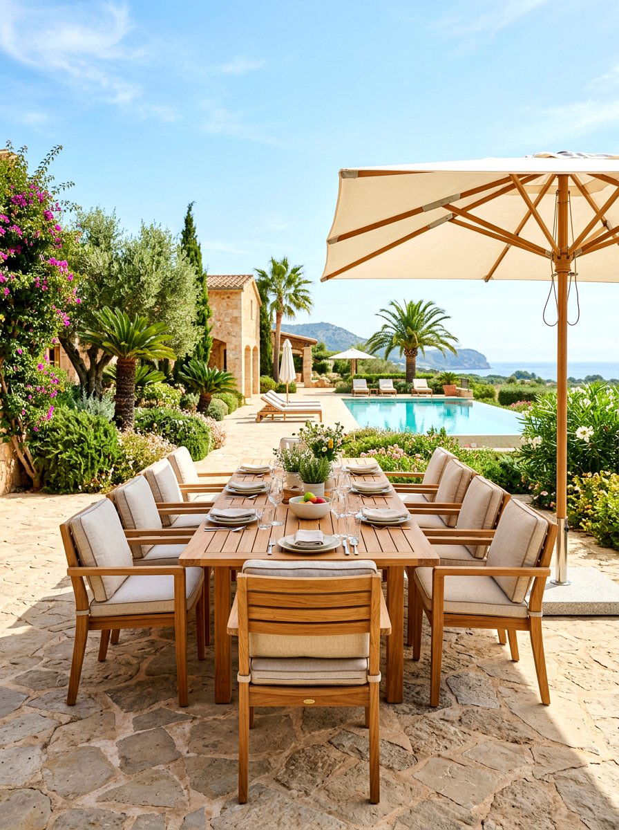 Teak Outdoor Dining Furniture - 30 quiet luxury backyard ideas