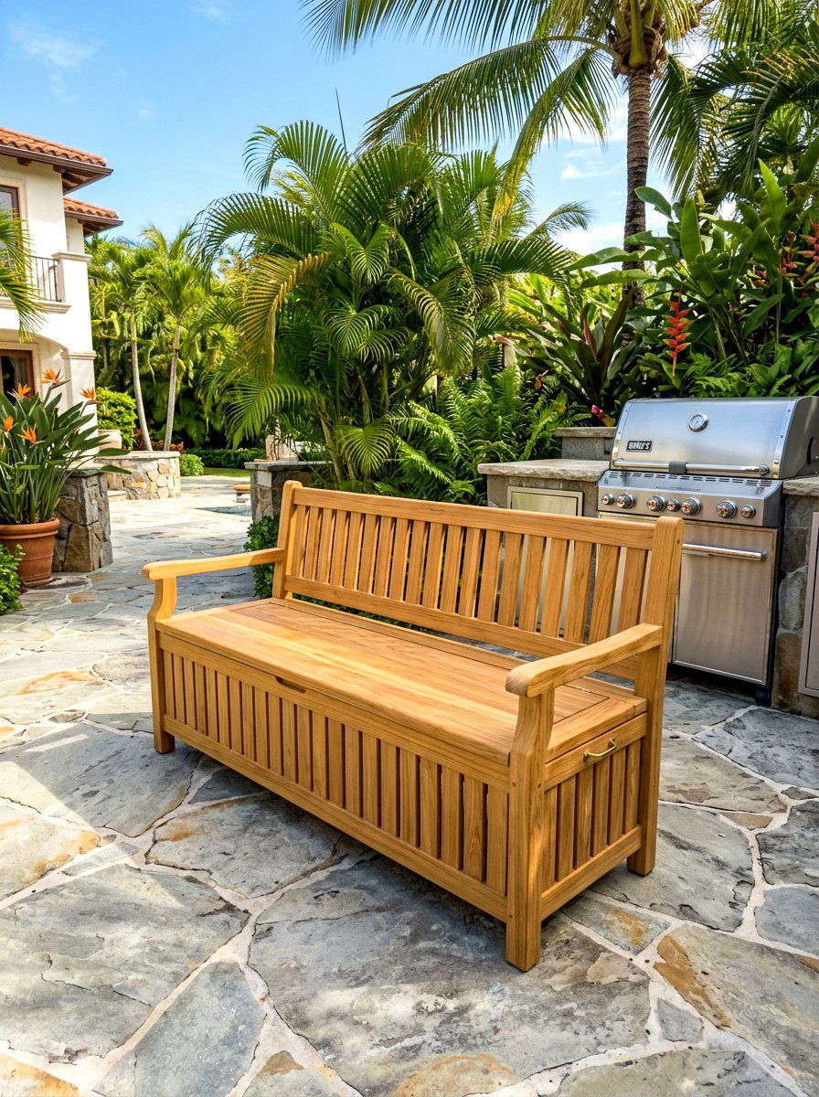 Teak Patio Bench With Lid - 30 patio storage bench seating ideas