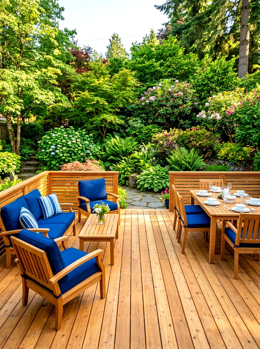 Teak Patio Furniture with Cedar Decking Outdoor - 30 mixed wood tone decor ideas