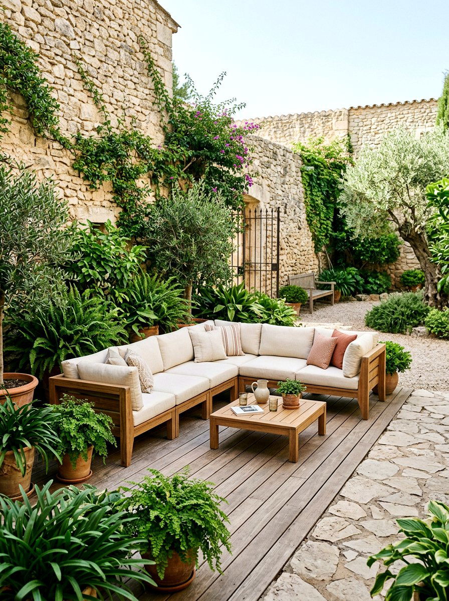 Teak Sectional Sofa - 30 courtyard patio furniture ideas
