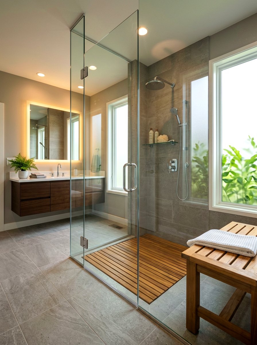 Teak Wood Accents - 30 wellness bathroom ideas