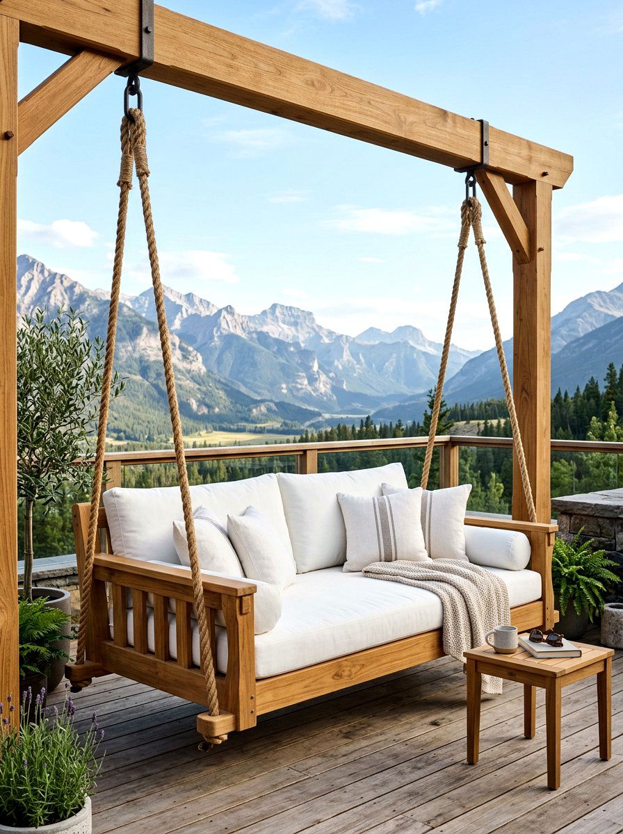 Teak Wood Daybed Swing - 30 hanging daybed ideas