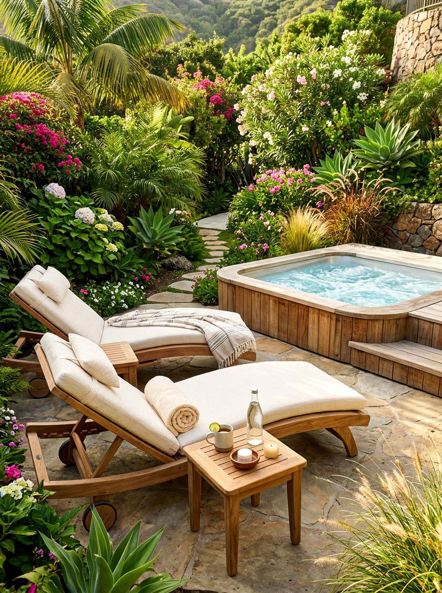 Teak Wood Furniture Spa Lounge - 30 spa patio retreat ideas