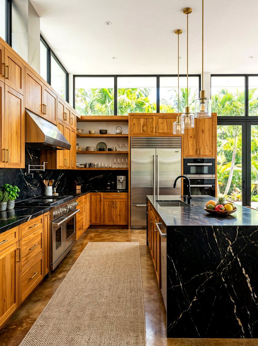 Teak Wood Kitchen Cabinets - 30 warm wood kitchen cabinets ideas