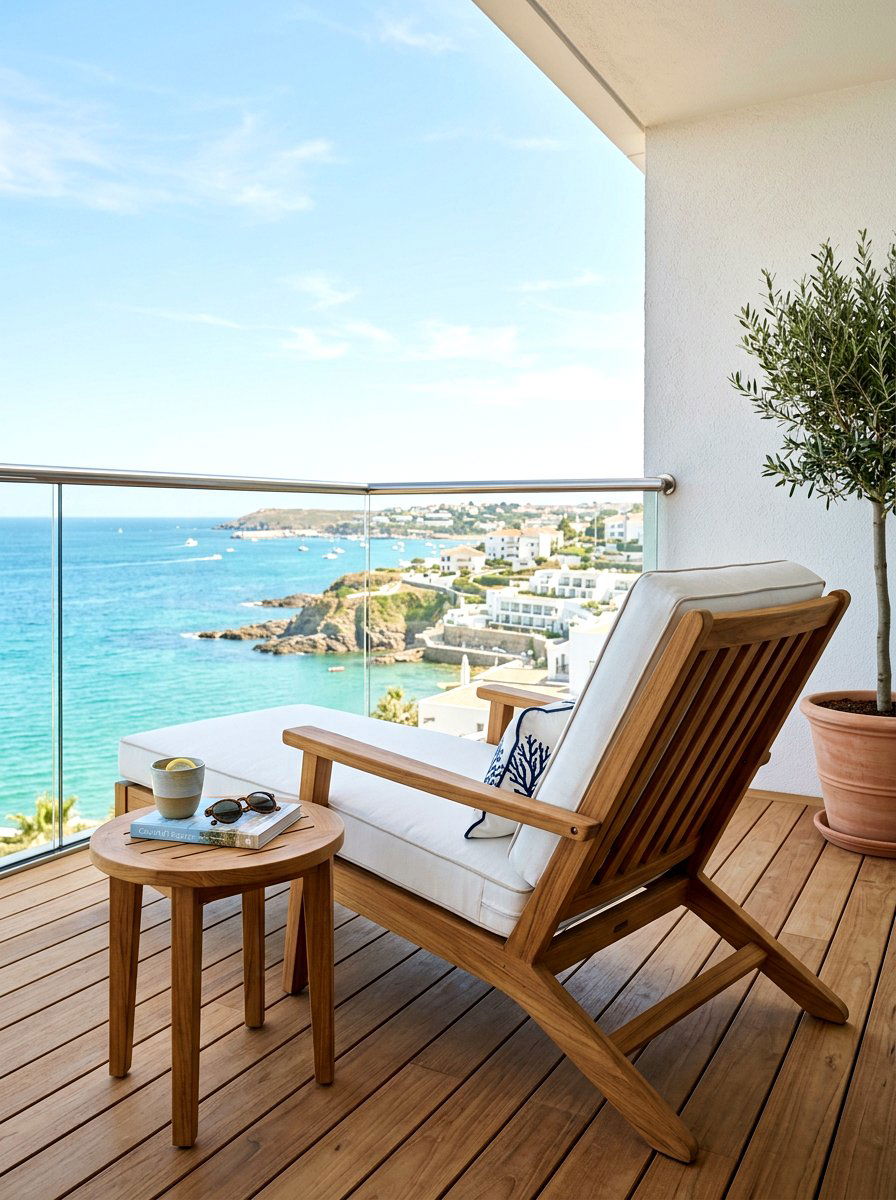 Teak Wood Lounge Chair - 30 balcony lounge chair ideas