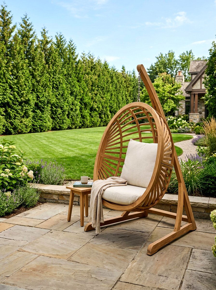Teak Wood Outdoor Cocoon - 30 cocoon patio chair ideas