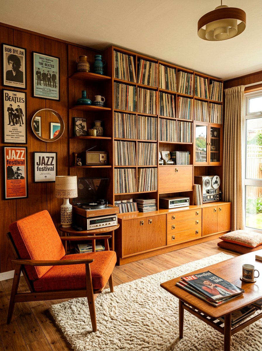 Teak Wood Record Room - 30 listening lounge ideas