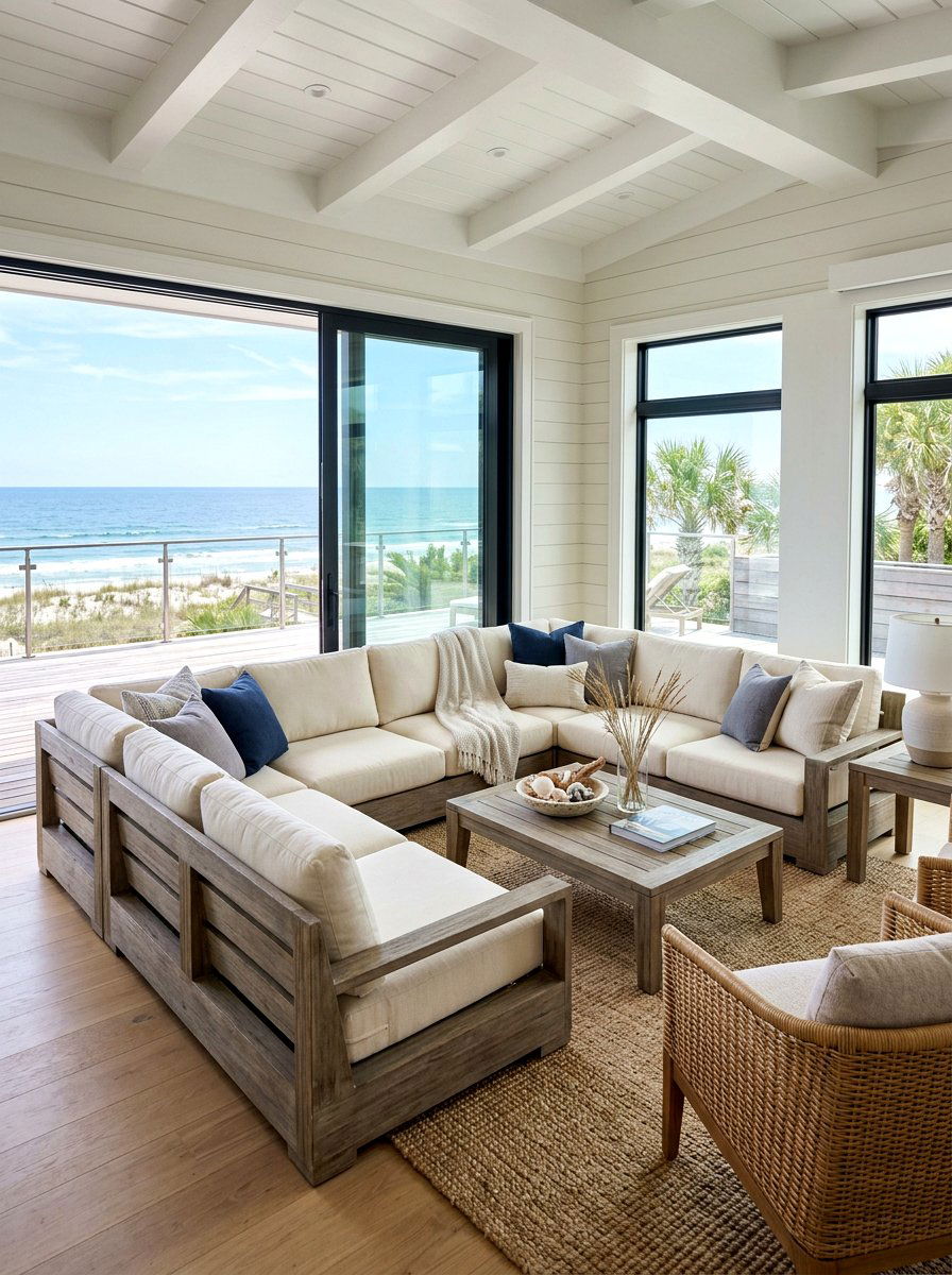 Teak Wood Sectional Sofa - 30 breezy coastal patio ideas