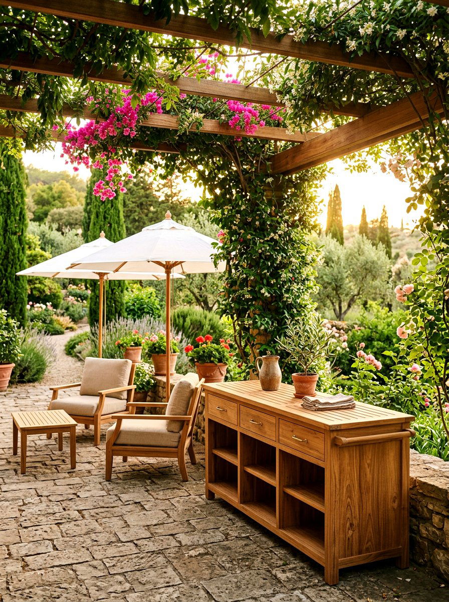 Teak Wood Server - 30 serving cart patio ideas