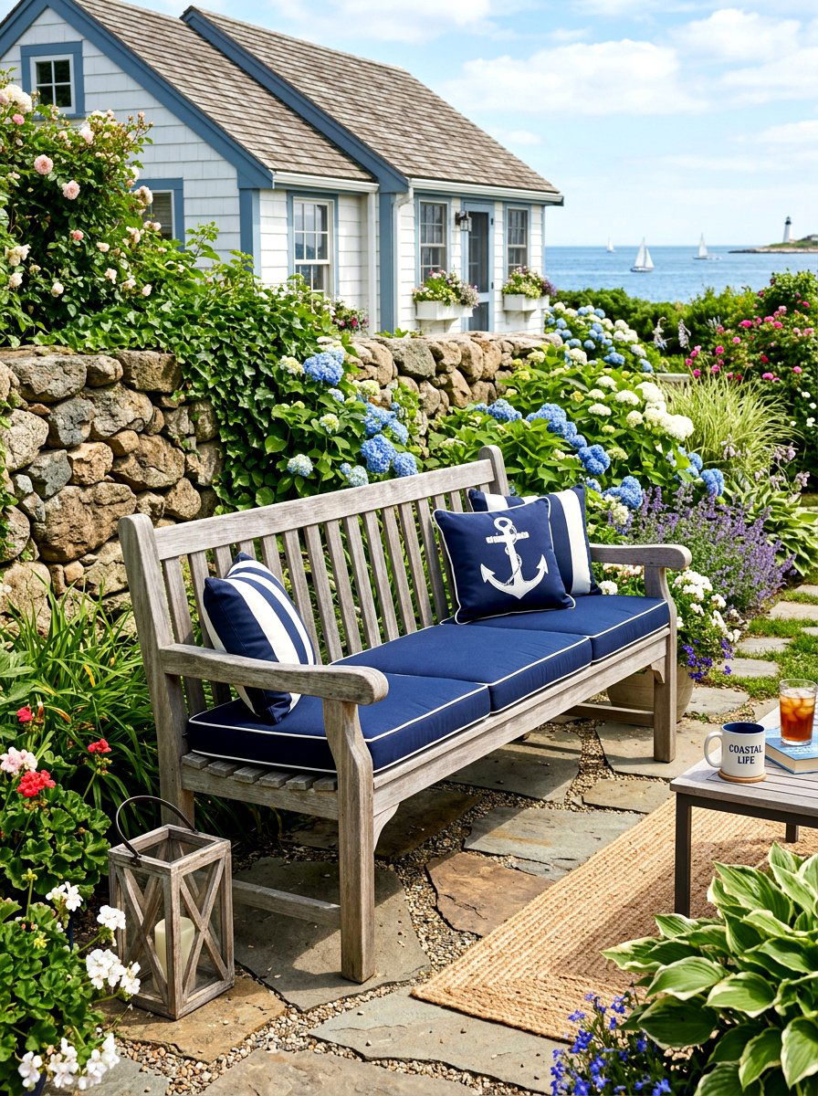 Teak bench - 30 front porch seating ideas