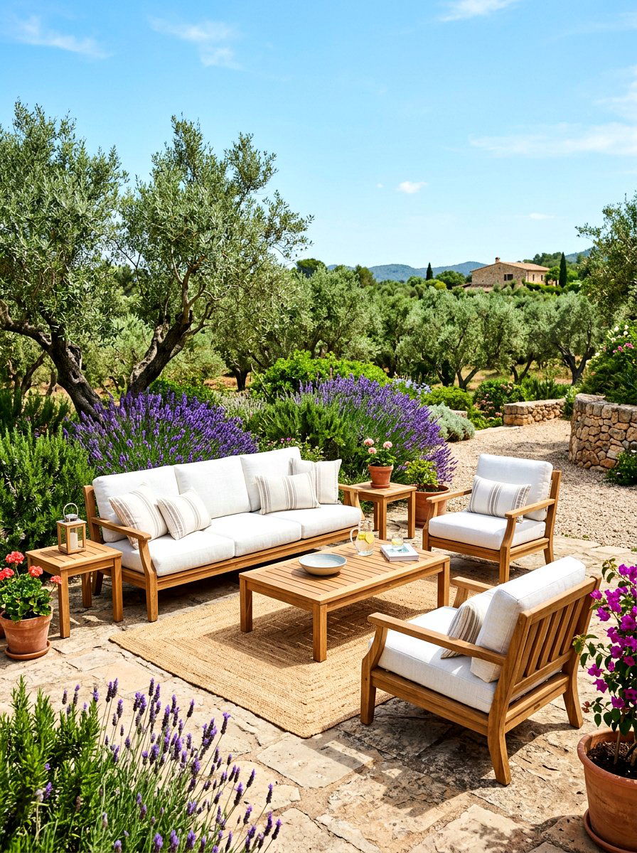 Teak furniture outdoor seating - 30 California casual patio lounge ideas