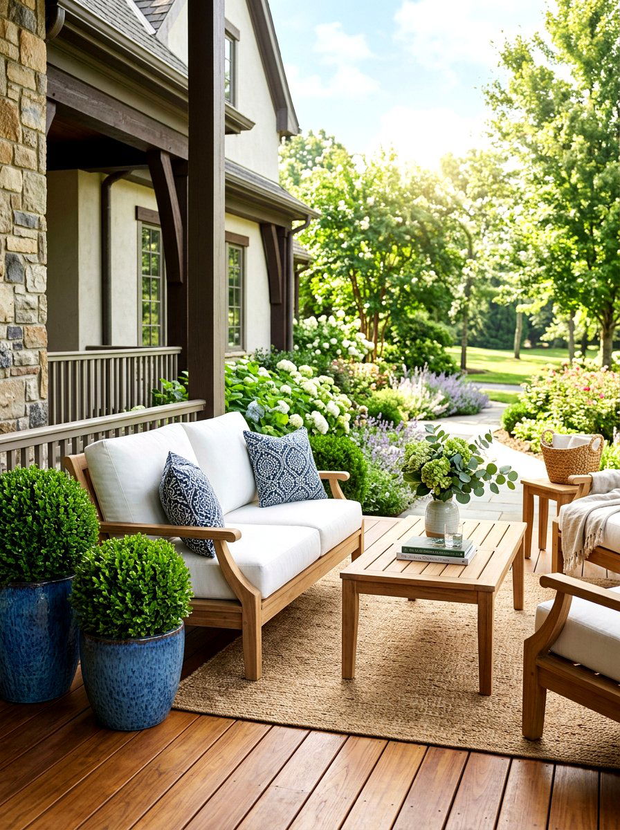 Teak porch furniture - 30 loveseat porch seating ideas