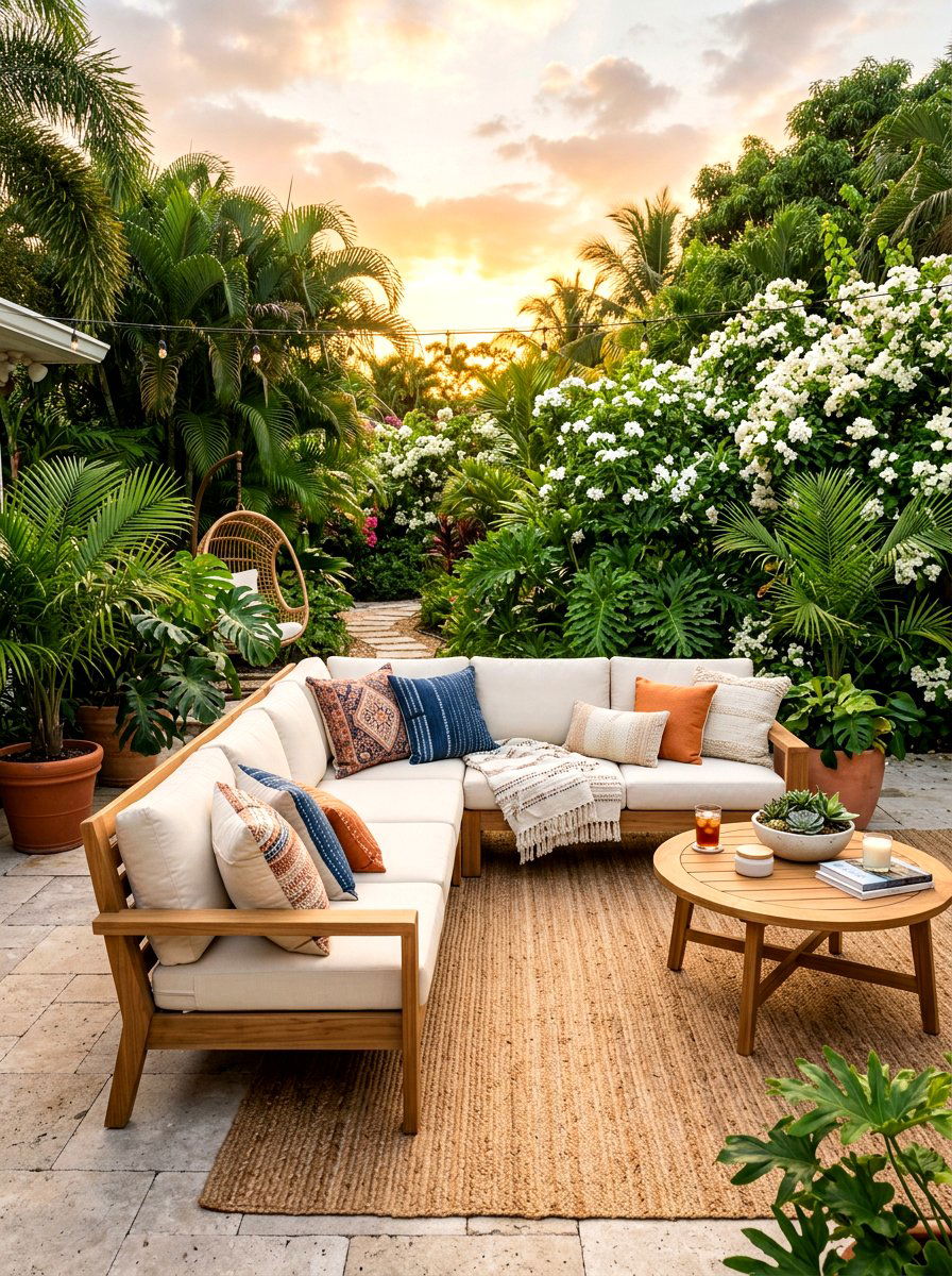 Teak sectional sofa - 30 wooden patio furniture ideas