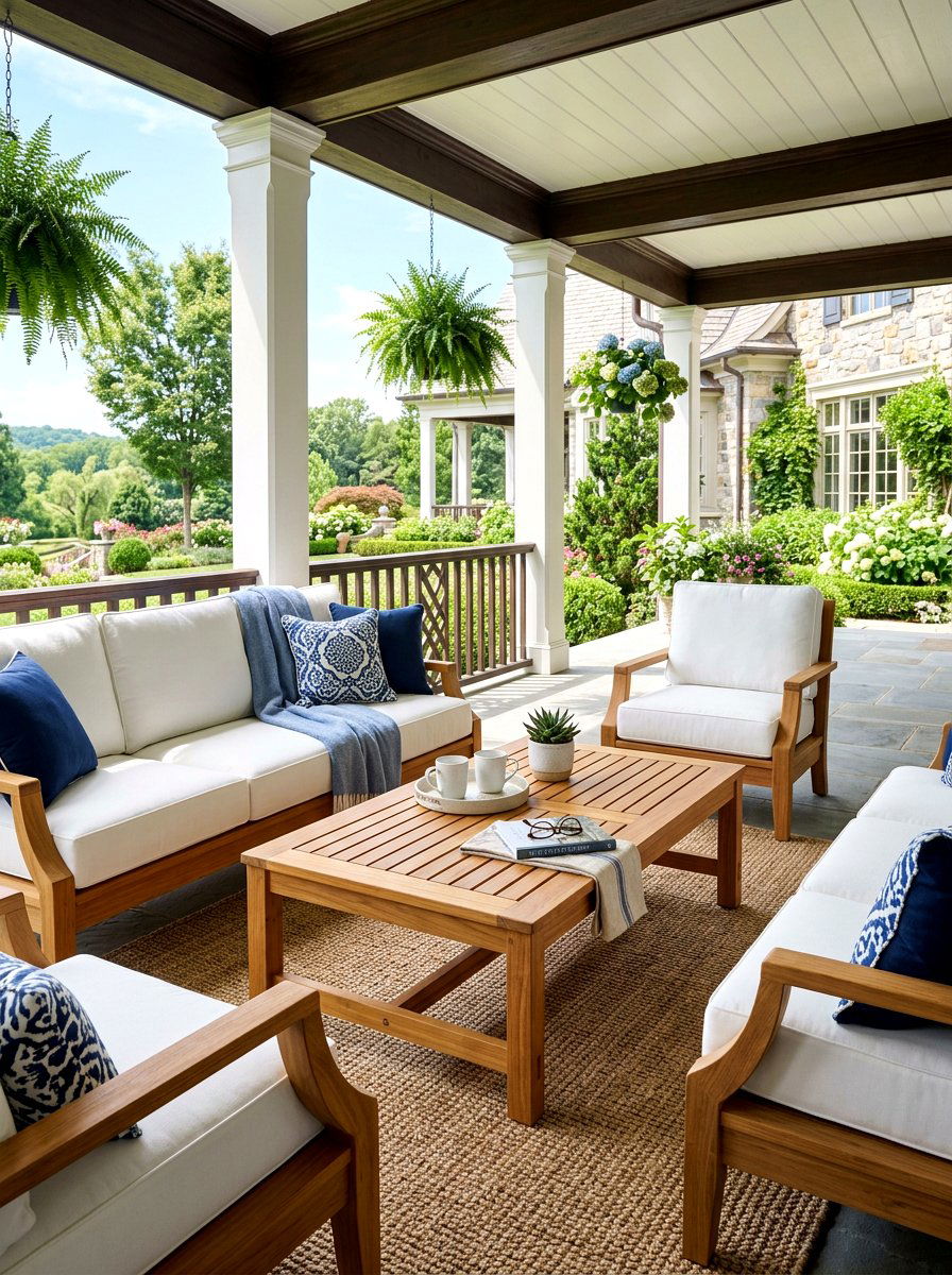 Teak wood coffee table - 30 porch coffee table ideas