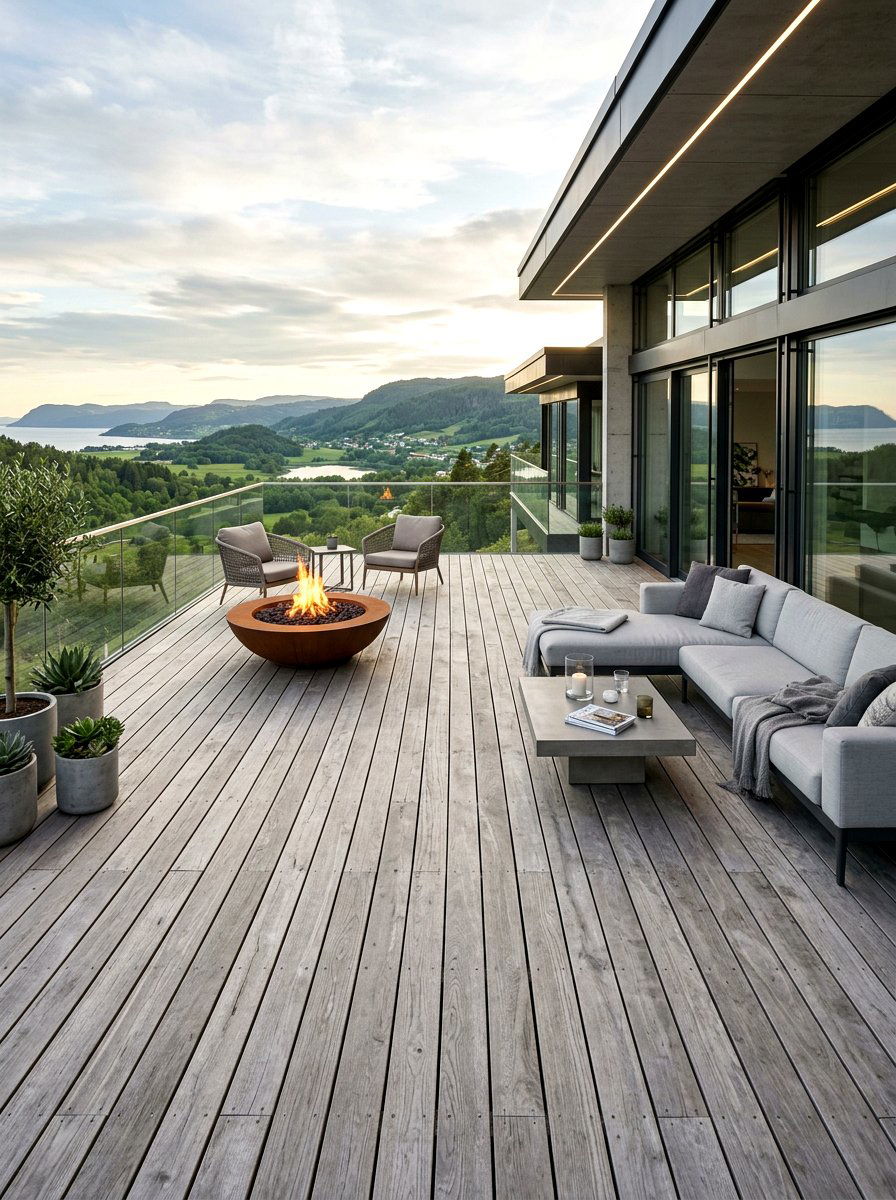 Teak wood floor - 30 Scandinavian patio ideas