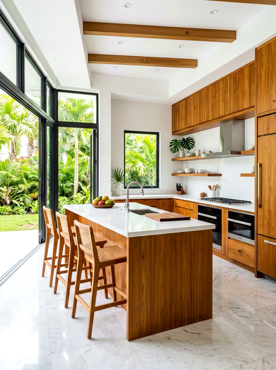 Teak wood kitchen - 30 dark wood kitchen ideas