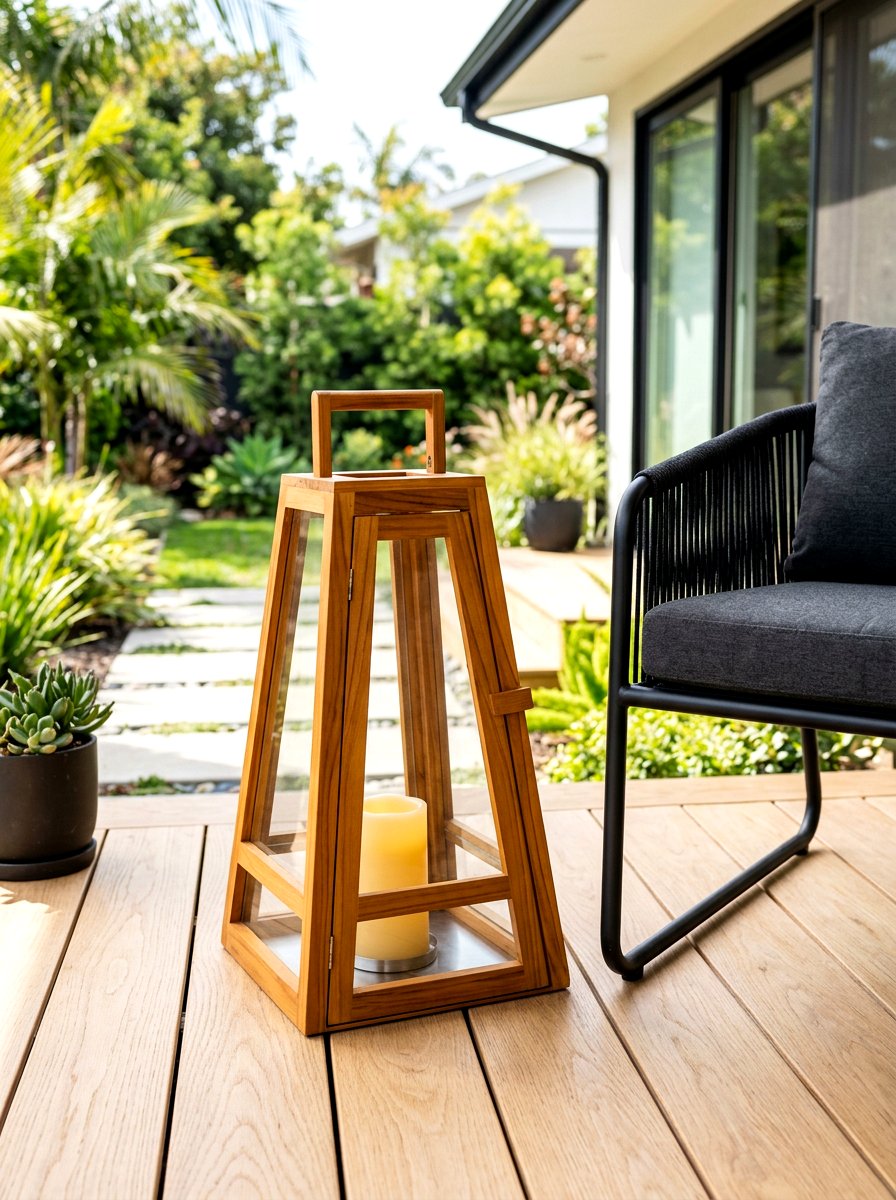 Teak wood lantern for modern porch - 30 porch lantern styling ideas