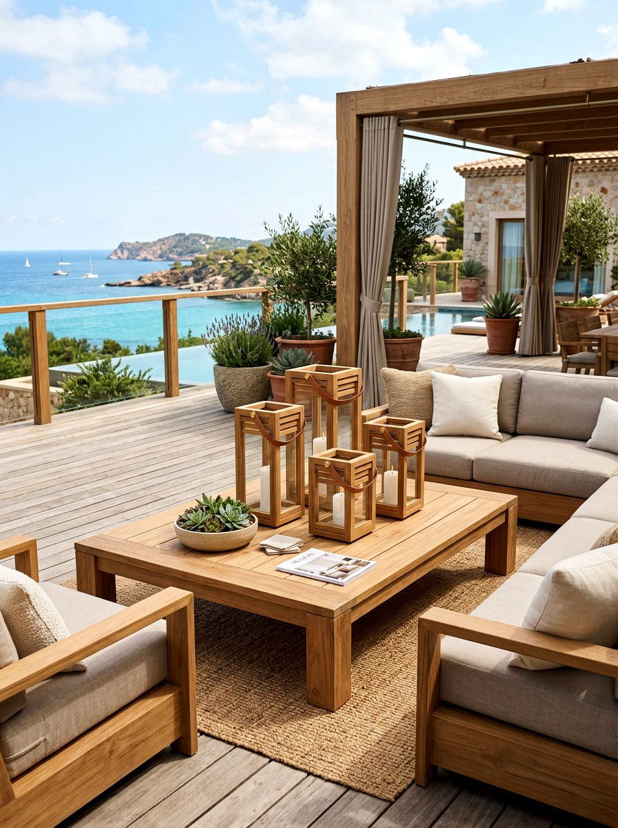Teak wood lanterns - 30 lantern patio cluster ideas