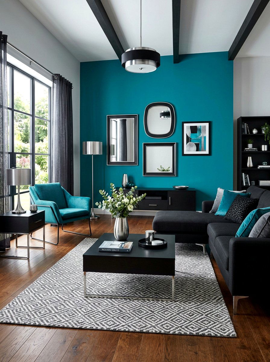 Teal And Black Living Room - 30 teal living room ideas