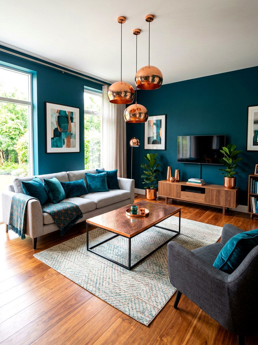 Teal And Copper Living Room - 30 teal living room ideas
