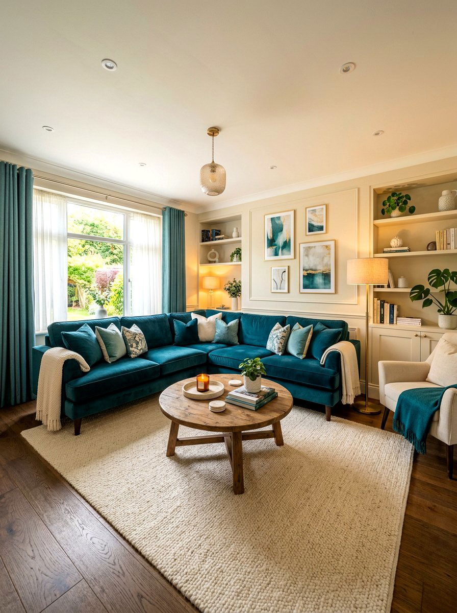 Teal And Cream Living Room - 30 teal living room ideas