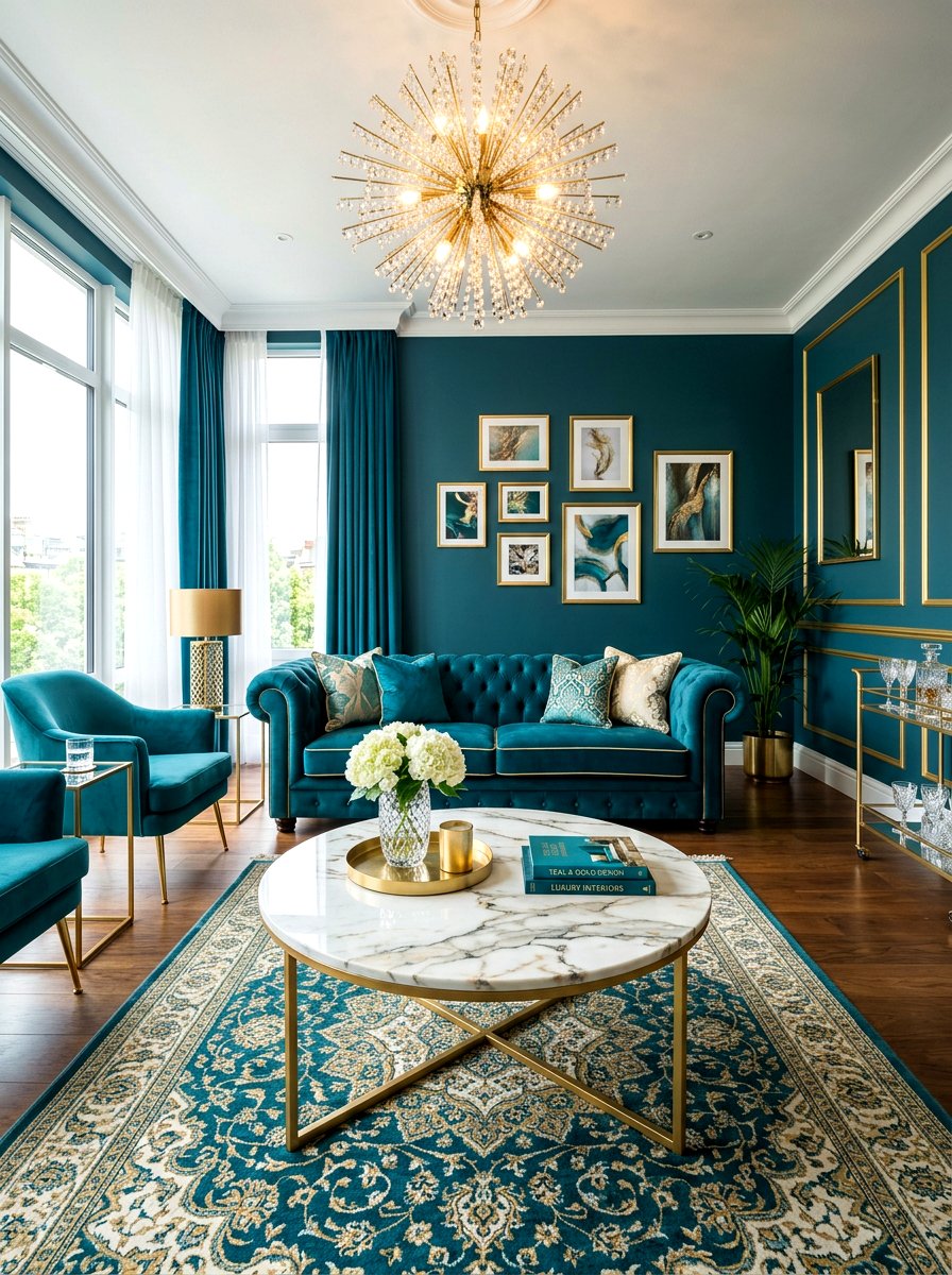 Teal And Gold Living Room - 30 teal living room ideas