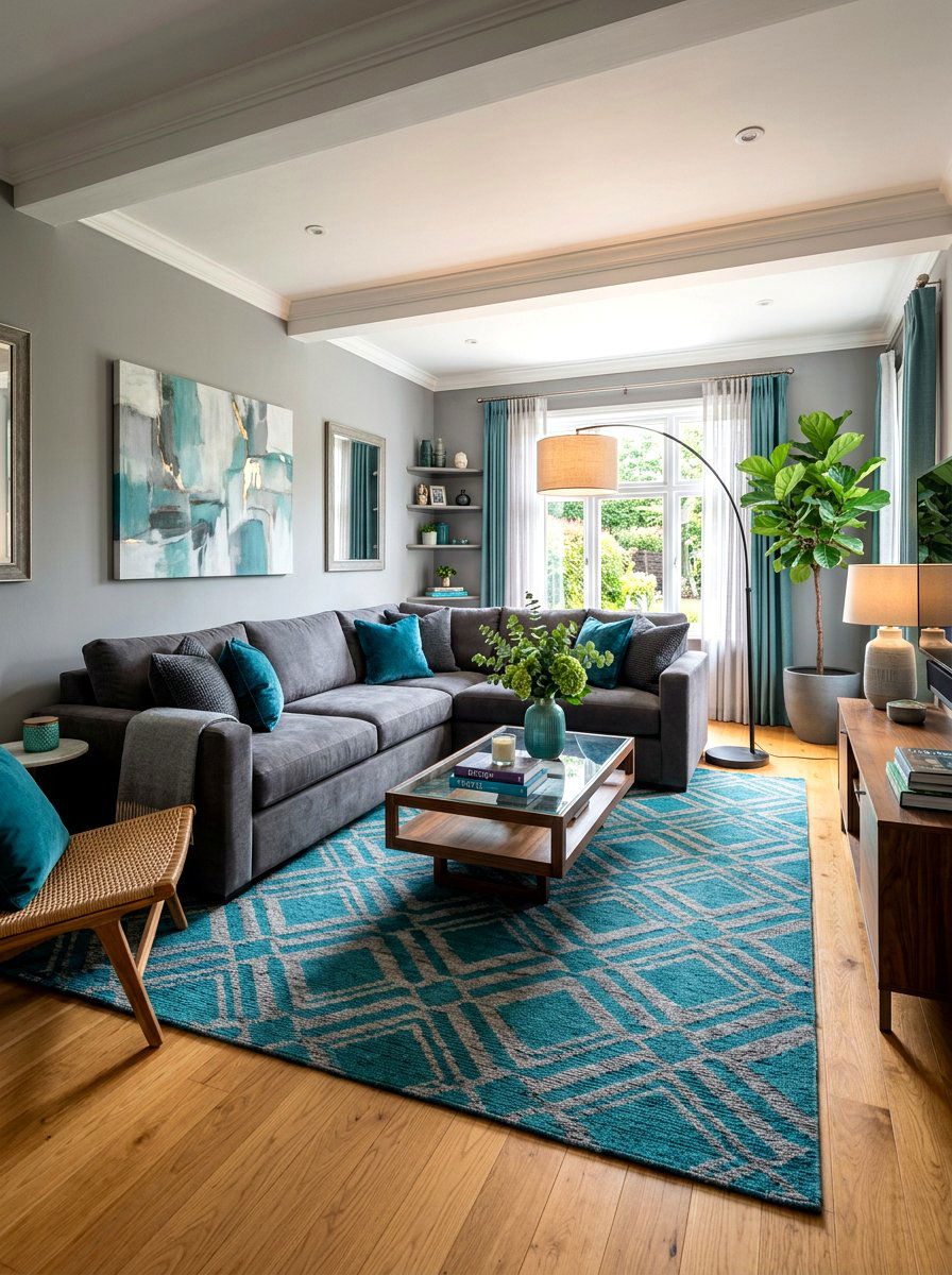 Teal And Gray Living Room - 30 teal living room ideas