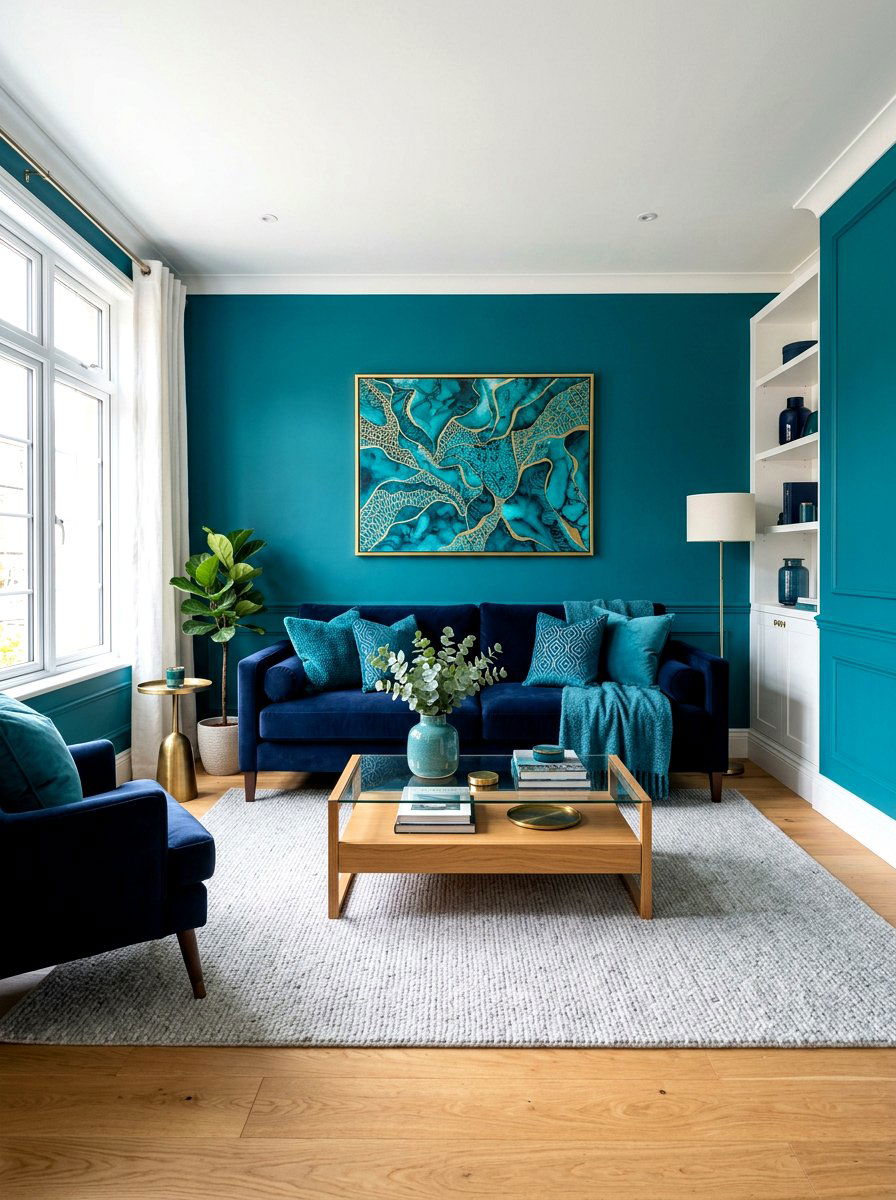 Teal And Navy Living Room - 30 teal living room ideas