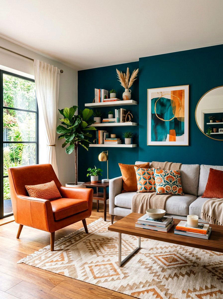 Teal And Orange Living Room - 30 teal living room ideas