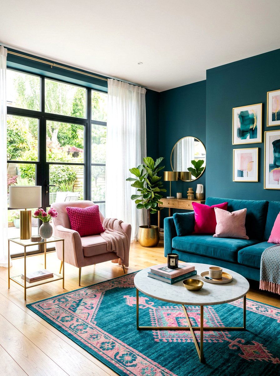 Teal And Pink Living Room - 30 teal living room ideas