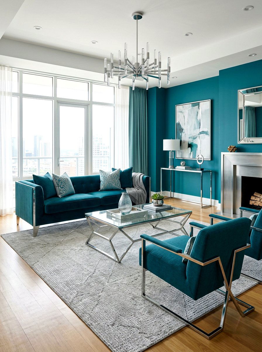 Teal And Silver Living Room - 30 teal living room ideas