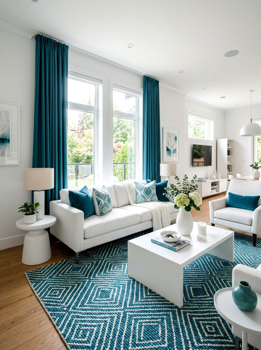 Teal And White Living Room - 30 teal living room ideas