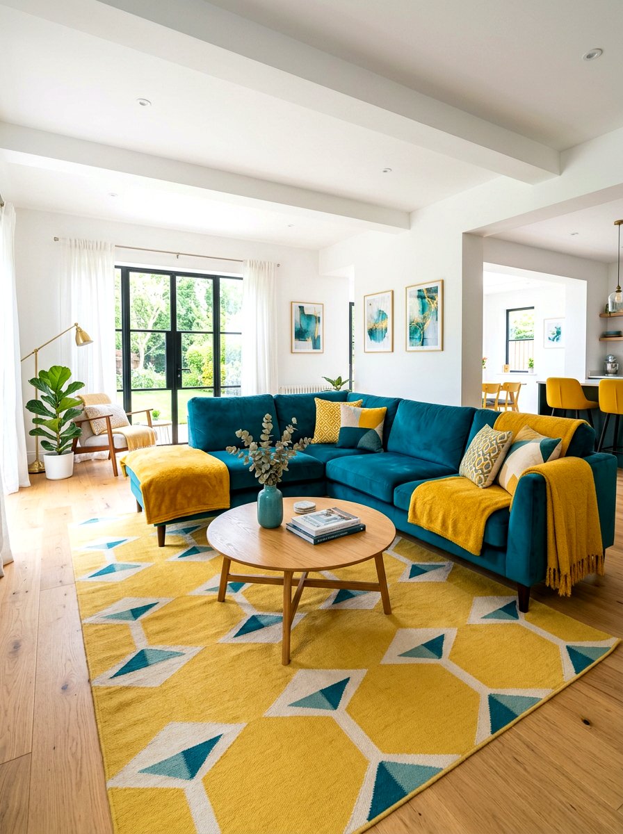 Teal And Yellow Living Room - 30 teal living room ideas