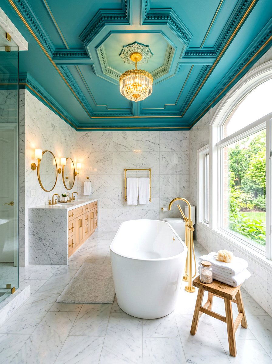 Teal Bathroom Ceiling - 30 statement ceiling paint ideas