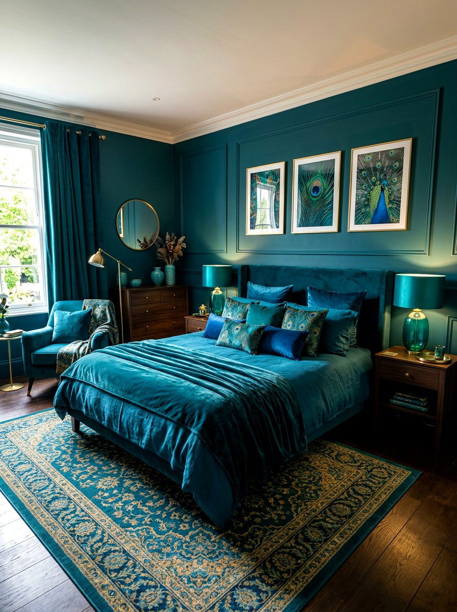 Teal Bedroom - 30 monochromatic bedroom ideas