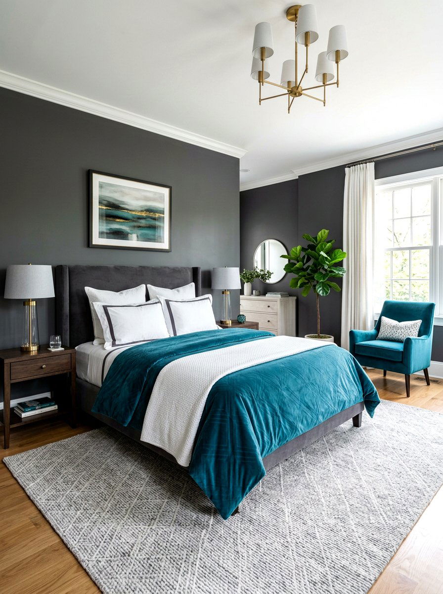 Teal Blue And Charcoal Gray Bedroom - 30 blue and gray bedroom ideas