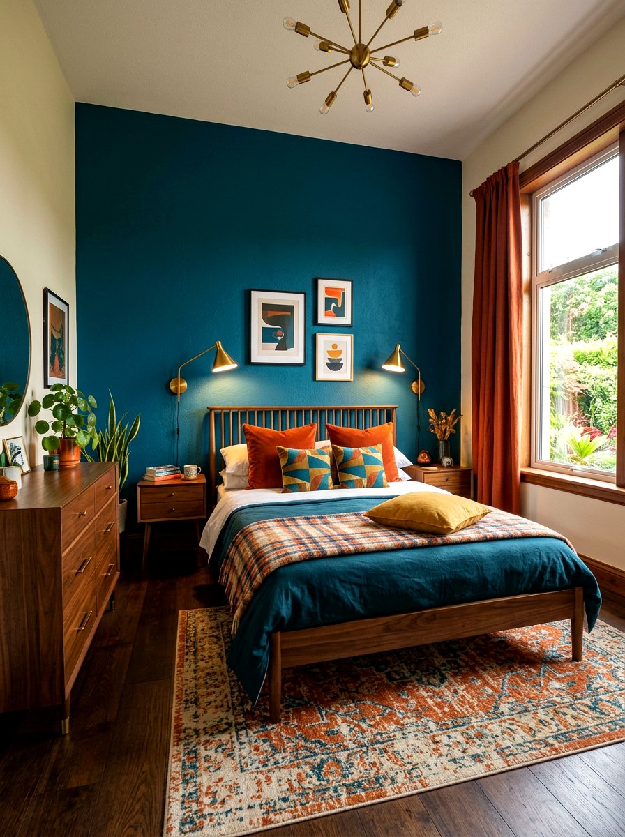 Teal Blue Bedroom - 30 midcentury bedroom ideas