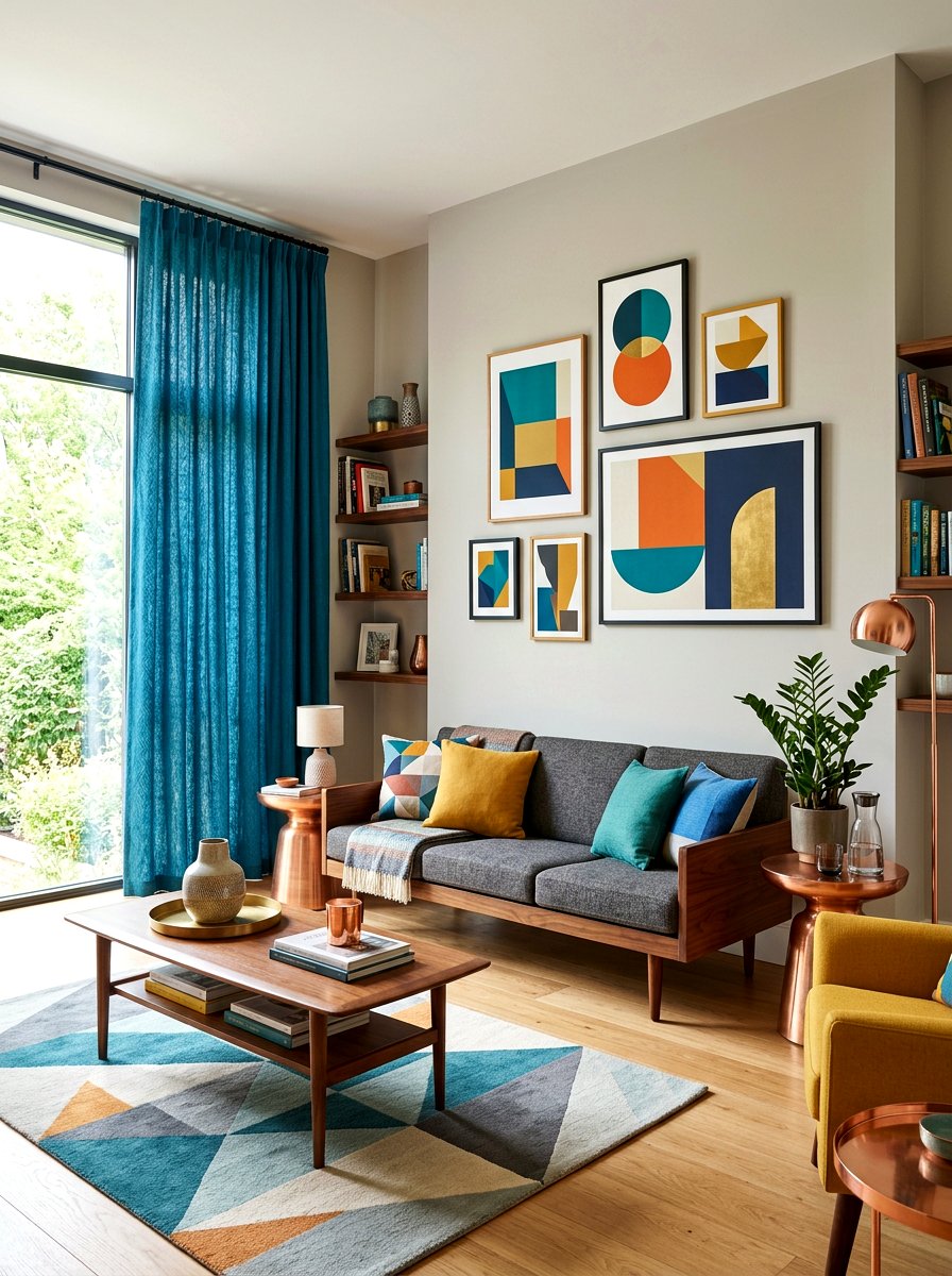 Teal Blue Curtains For Modern Den - 30 drapery color ideas