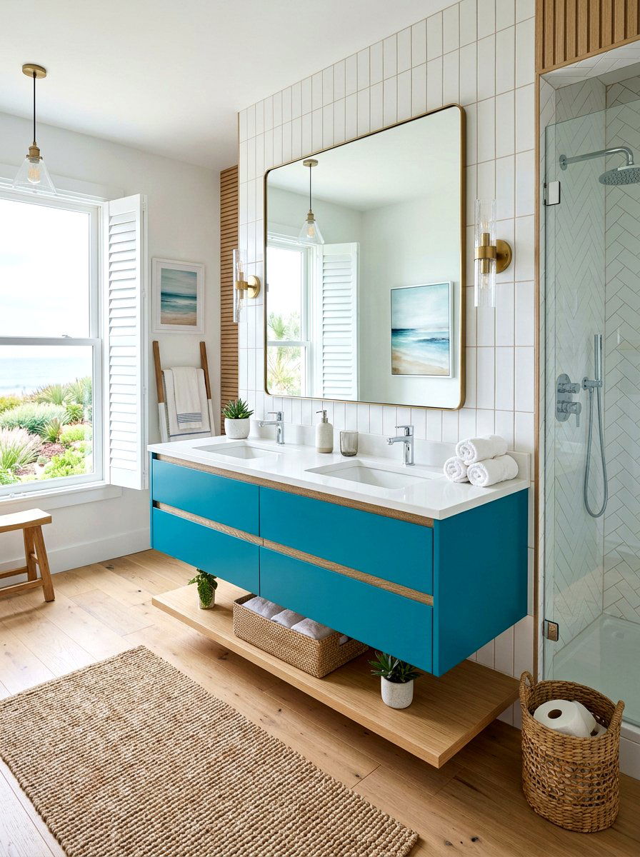 Teal Blue Floating Vanity Bathroom - 30 floating vanity ideas