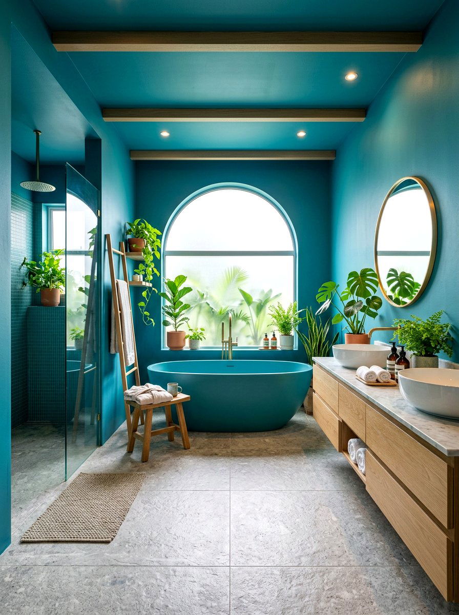 Teal Blue Spa Bathroom - 30 bathroom drenching ideas