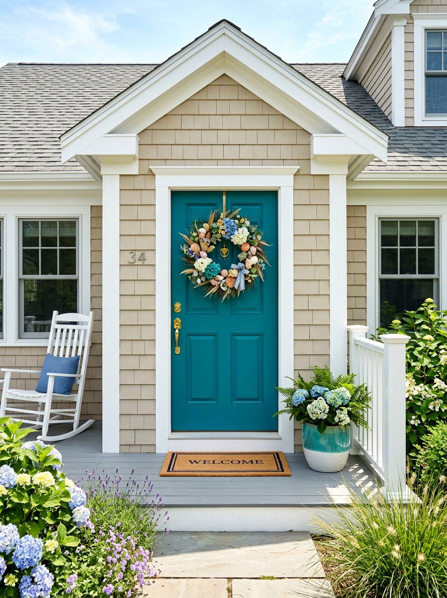Teal Cape Cod Front Door - 30 Cape Cod front door ideas