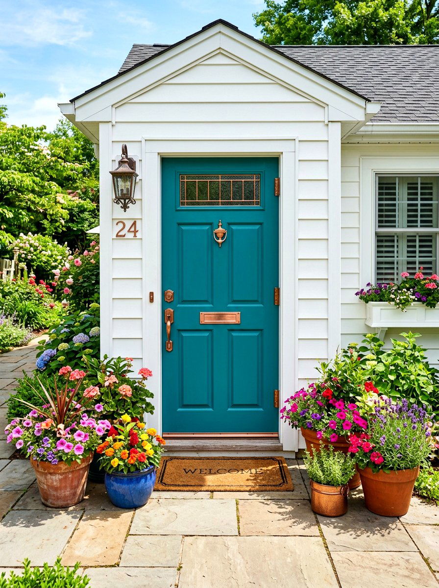 Teal Front Door - 30 front door decor ideas