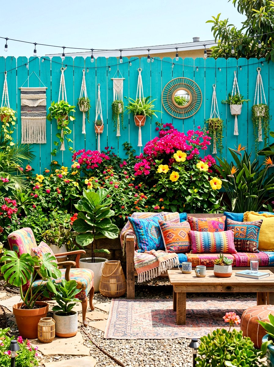Teal Garden Fence - 30 fence paint ideas