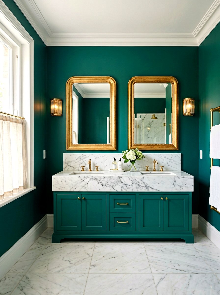 Teal Green Bold Bathroom - 30 green and white bathroom ideas
