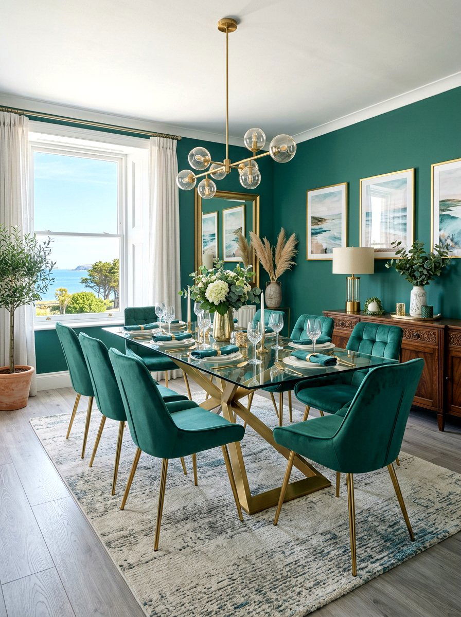 Teal Green Dining Room - 30 green dining room ideas