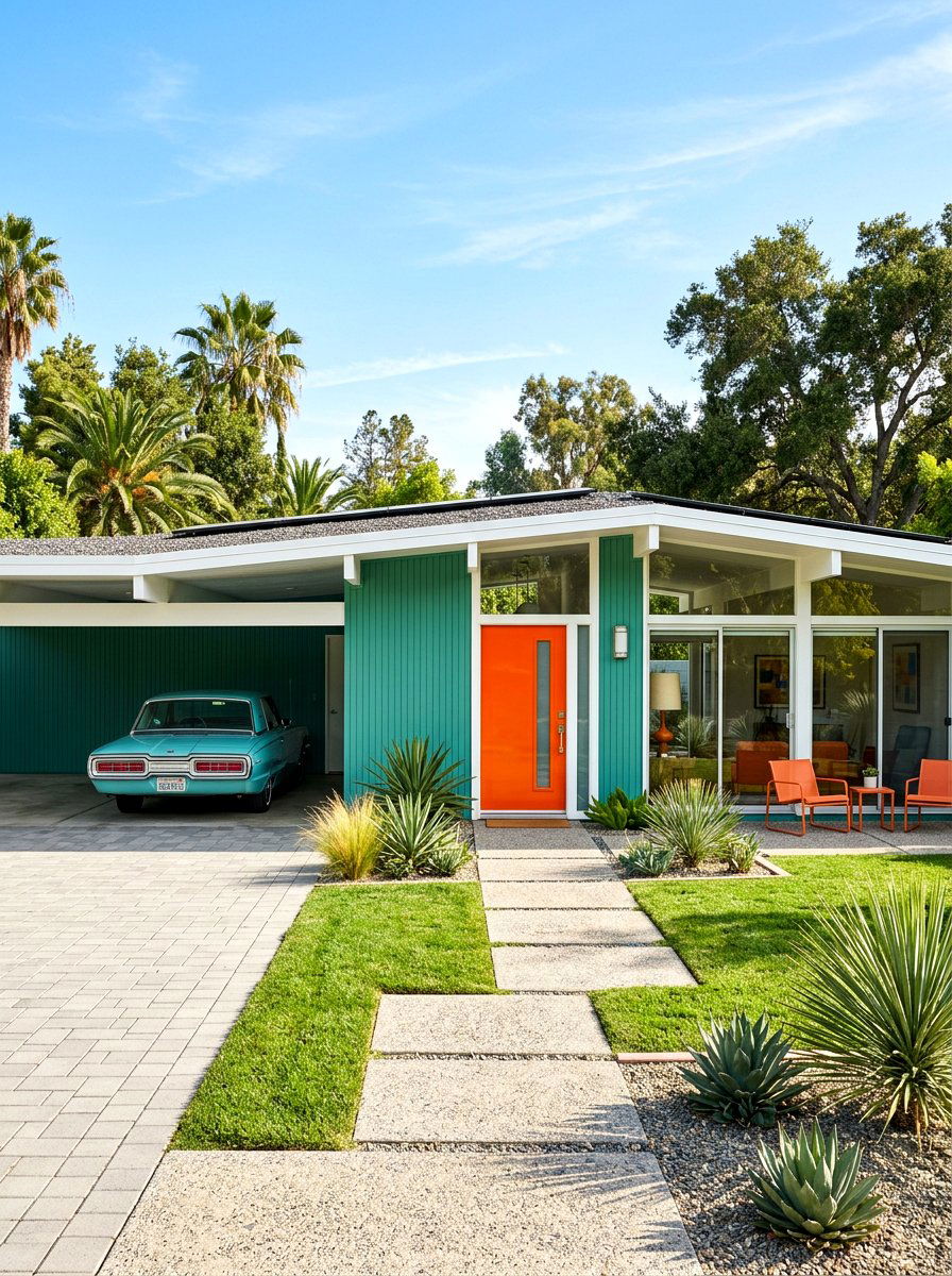 Teal Green Mid Century Modern - 30 green house exterior ideas