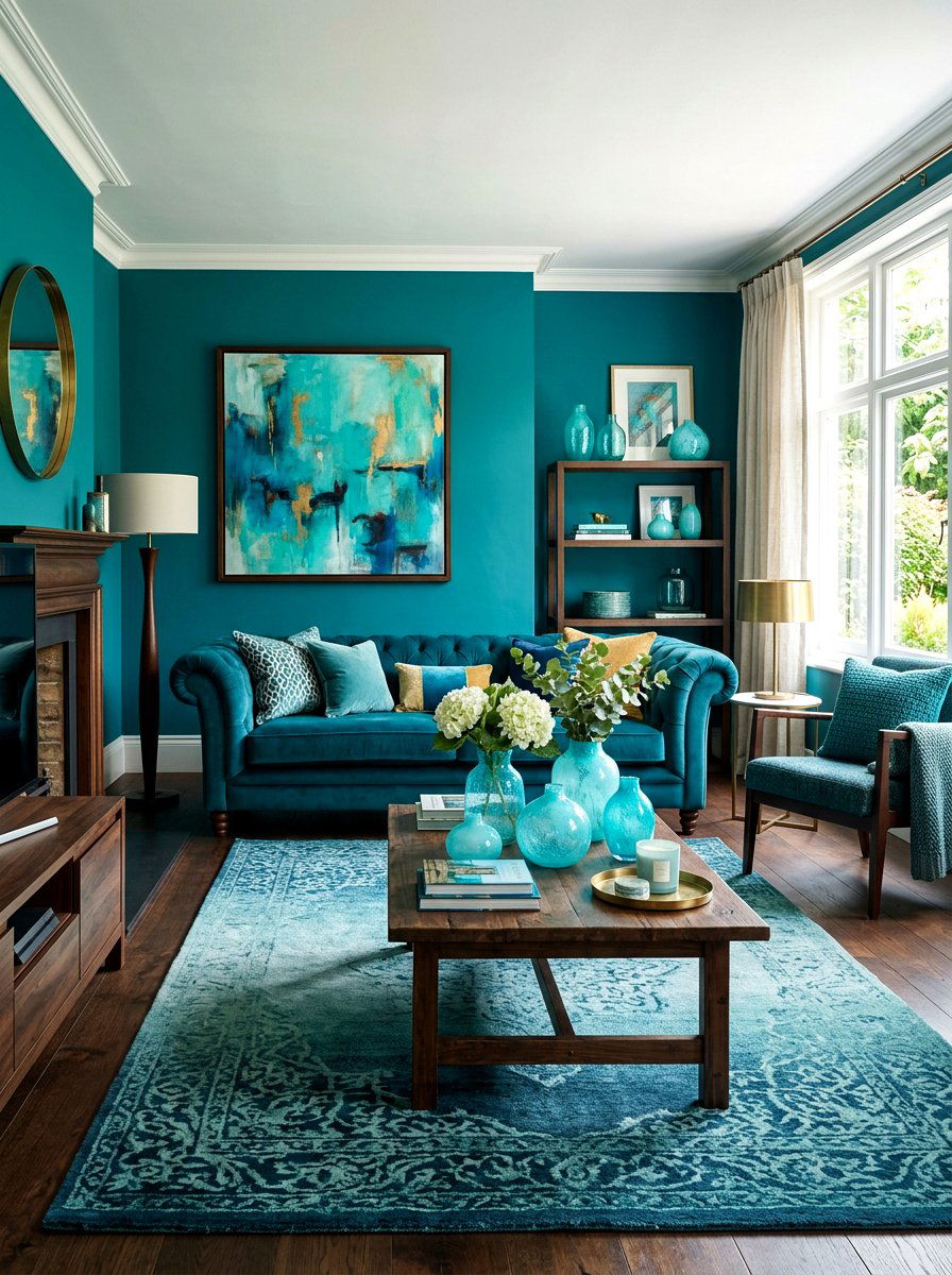 Teal Living Room - 30 tonal living room ideas