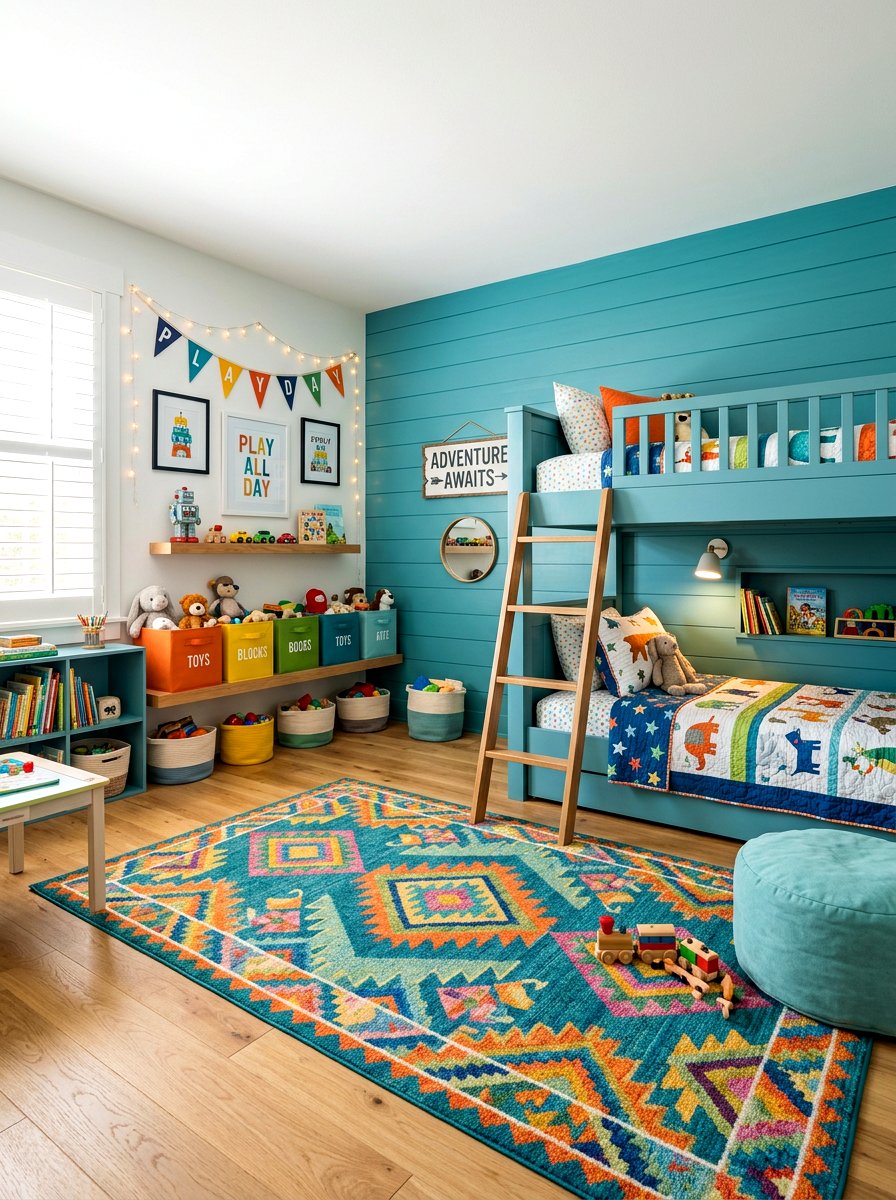 Teal Shiplap Kids Room - 30 shiplap wall ideas