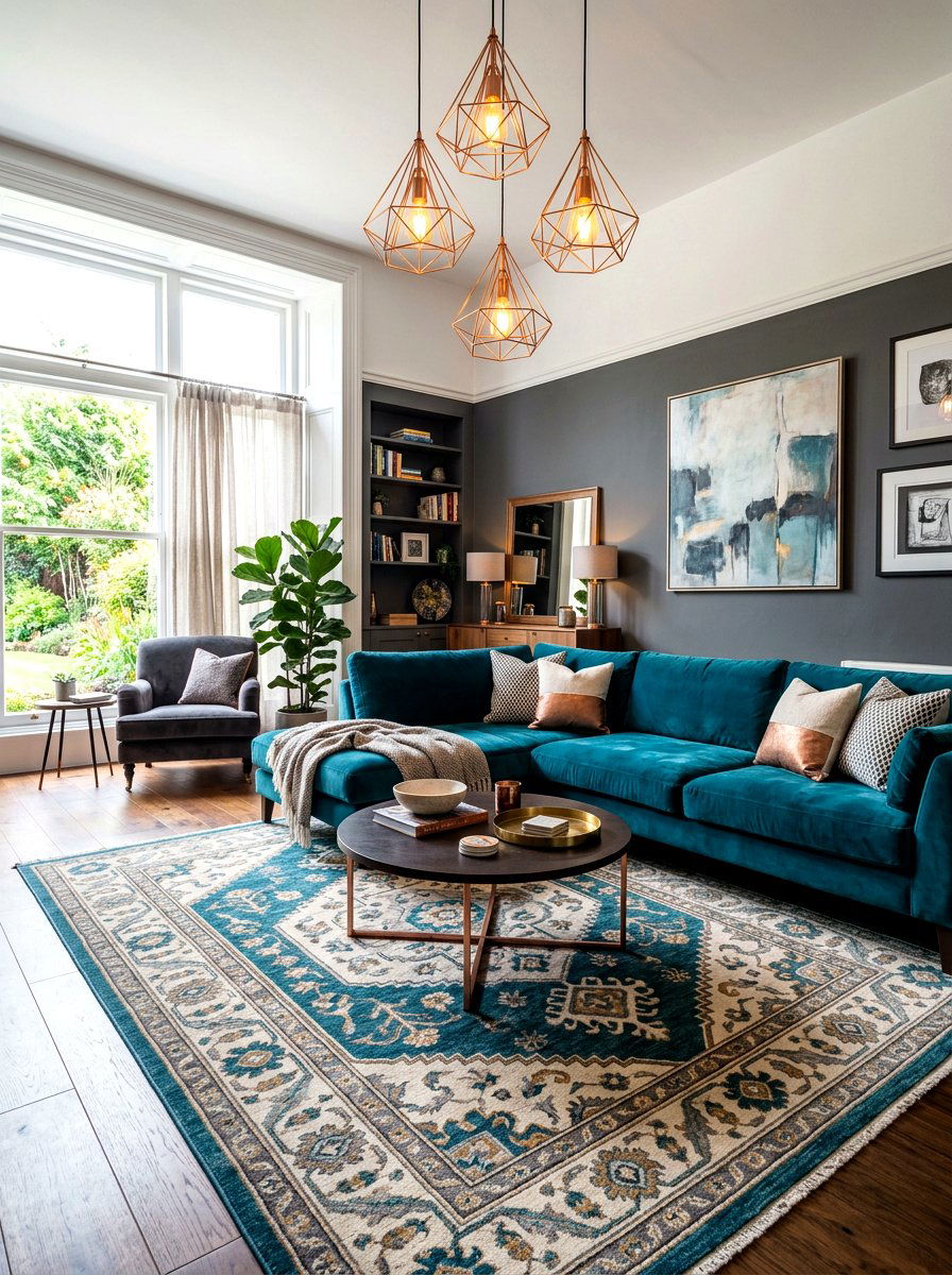 Teal Velvet Theme - 30 jewel tone lounge ideas